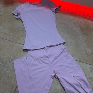 Lilac Active Set - Short Sleeve Top & Leggings